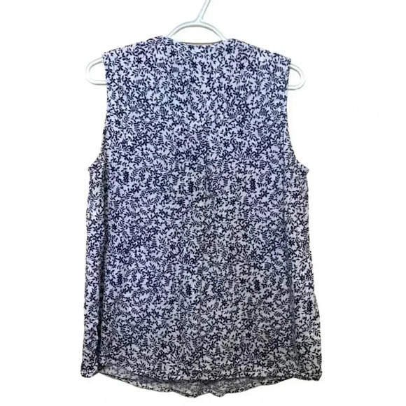 Gap White w Navy Blue Leaves Tunic Style Top Cotton/Spandex Size Medium - Picture 3 of 5